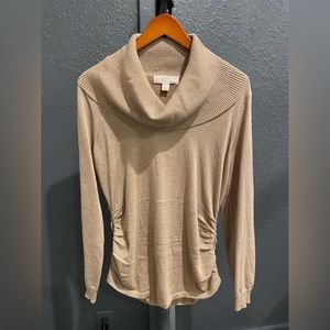 MICHAEL MICHAEL KORS Shiny Gold Cowl Neck Long Sleeve Sweater size Large